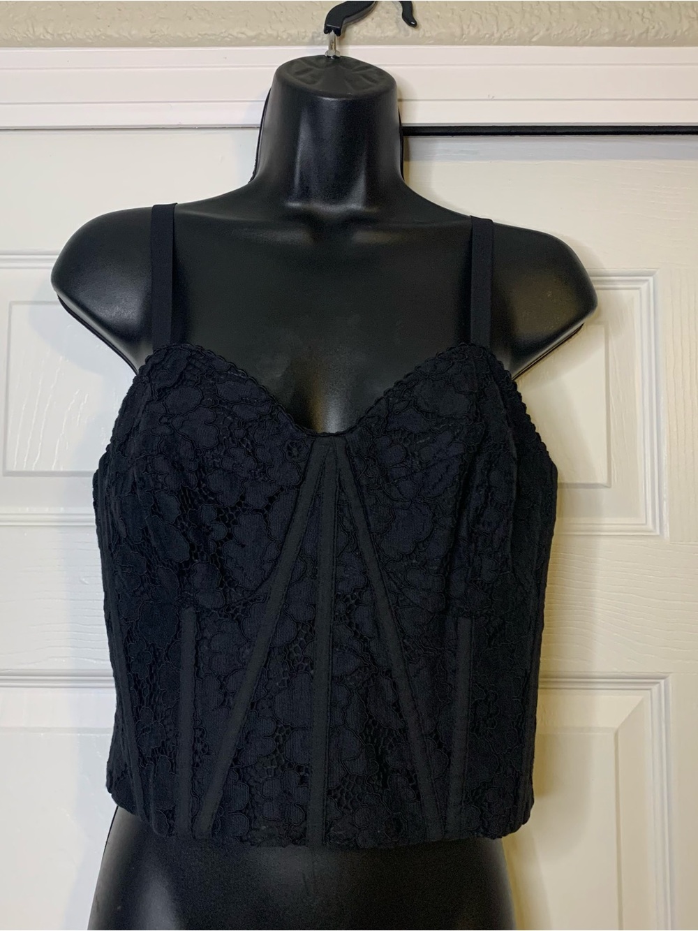 Express Black Lace Crop Corset Top